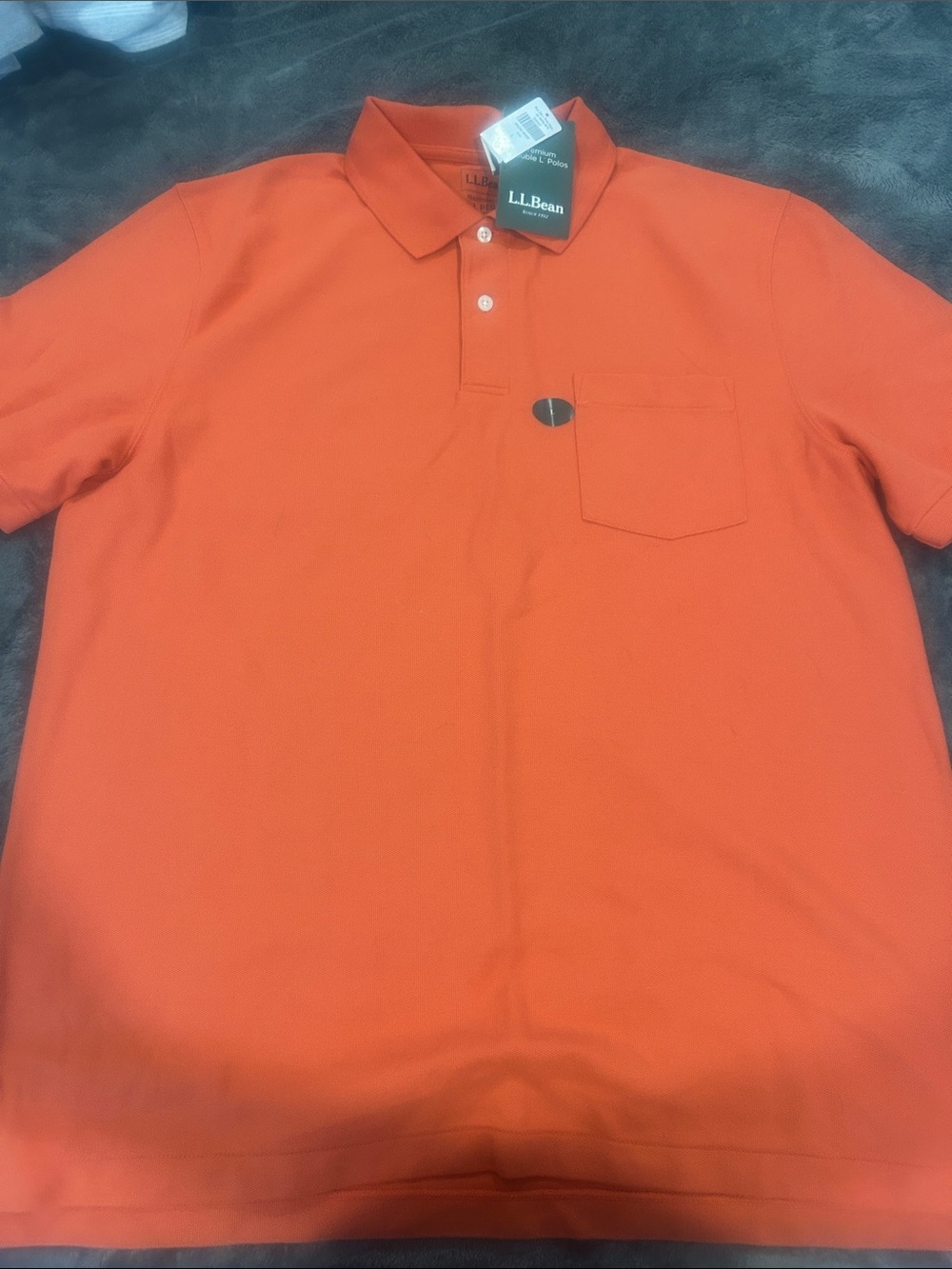 L.L. Bean Men's Bright Orange Short-Sleeve Pocket Polo